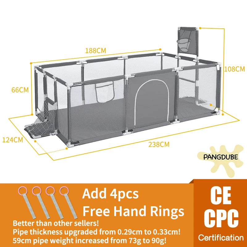 Baby Playpen Play Yard 125×125×68 cm (49.2×49.2×26.8 in) Thick Steel Frame Cloth Baby Fence for Infants & Toddlers