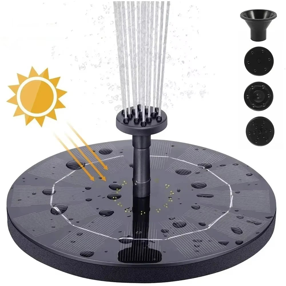 Floating Solar Fountain Pump for Bird Baths & Ponds – 4 Nozzles, Solar-Powered Garden & Pool Water Feature
