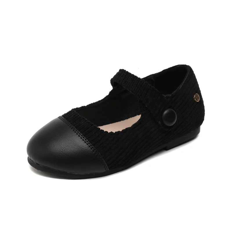 Kids Leather Slip-On Mary Jane Flats — Black Unisex Toddler & Children Oxford Loafers