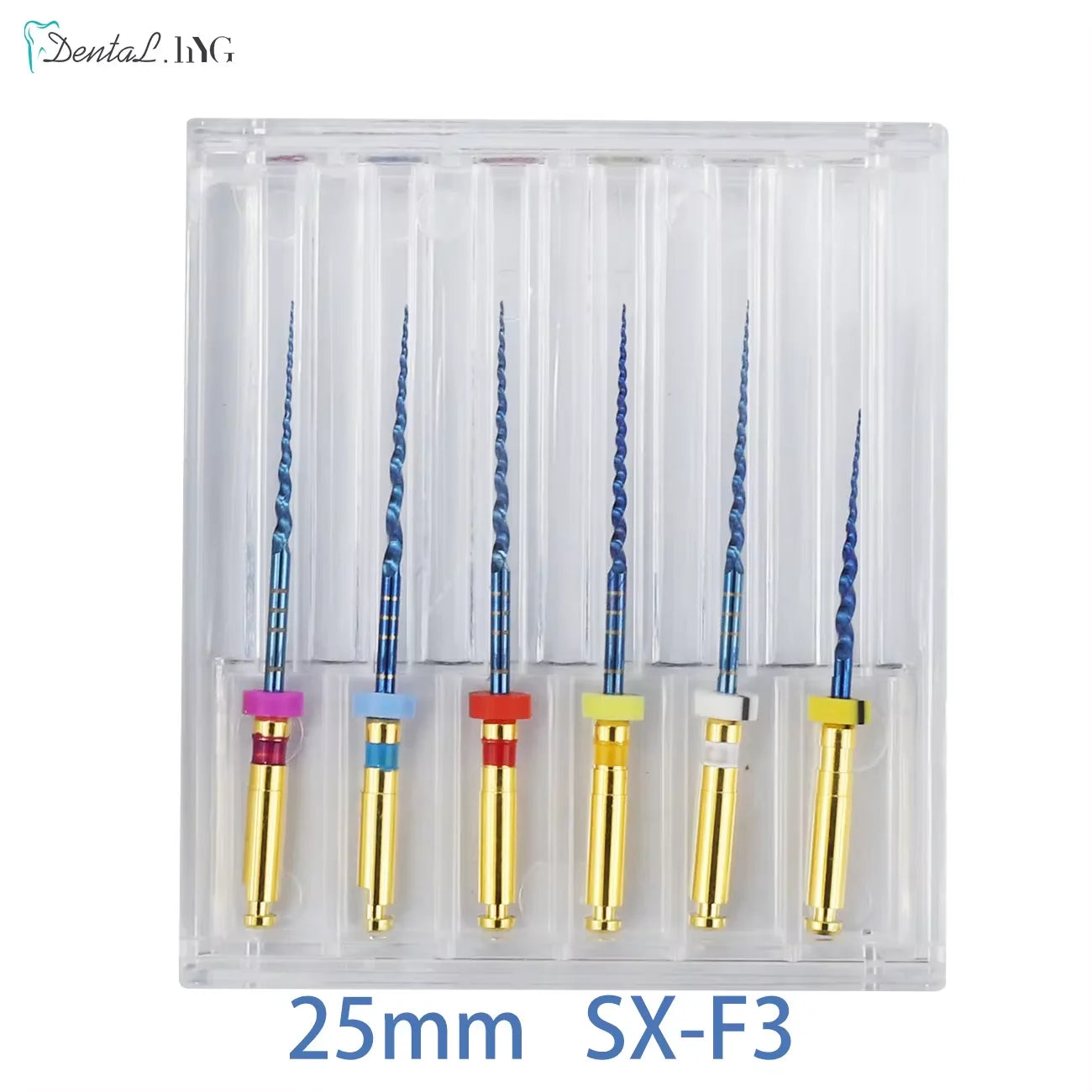 Gold-Coated NiTi Rotary Root Canal Files 6-Pack - Endodontic Files 19mm (0.75in) & 21mm (0.83in)