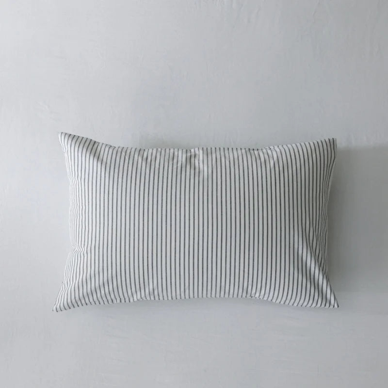 Washed Cotton Striped Pillowcase - 100% Cotton Envelope Pillow Cover, Breathable, 48 x 74 cm (19 x 29 in) - Single