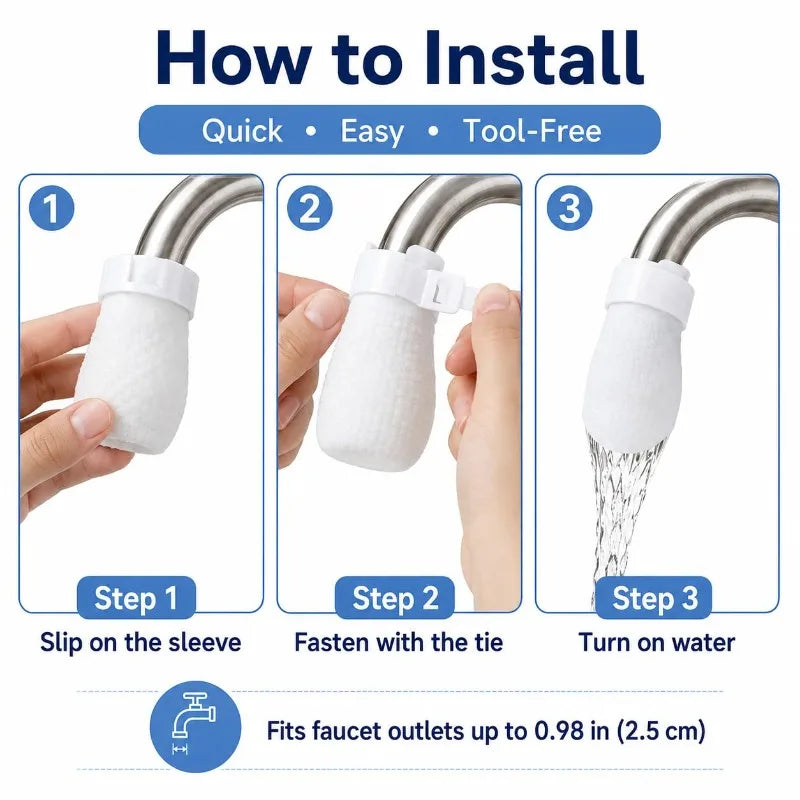 Universal Faucet Mesh Filter Bags 30-Pack with Straps - Washable Sink Aerator Screen for Rust & Impurity Removal, Fits Outlets ≤2.5 cm (0.98 in)