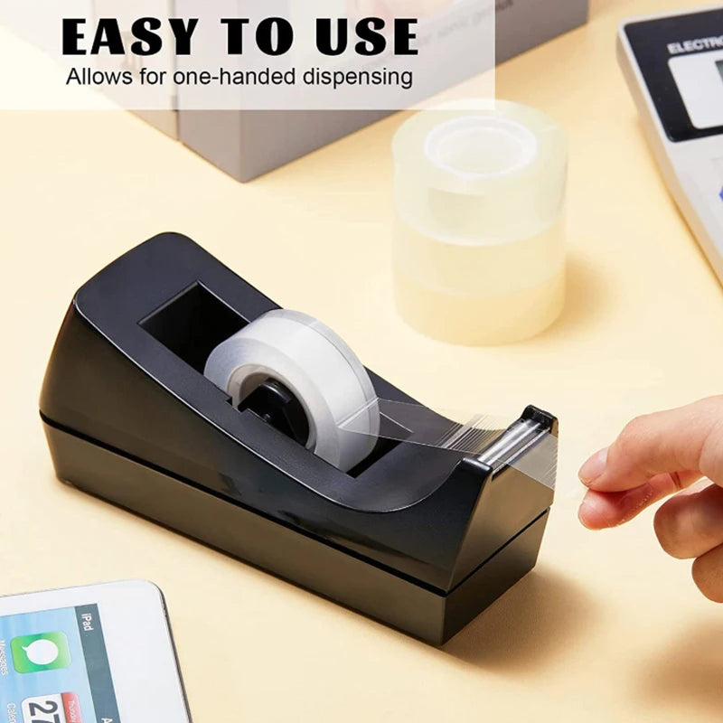 Black Nano-Coated Desktop Tape Dispenser – Compact Weighted Tape Holder for Small-Core Rolls
