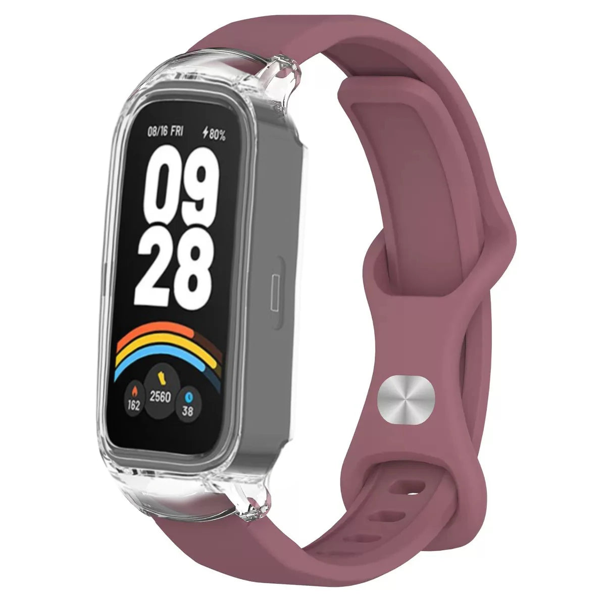 Silicone Watch Band and PC Protective Case for Smart Fitness Trackers - Unisex Replacement Strap