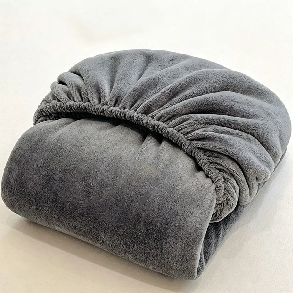 Warm Velvet Fitted Mattress Protector – Coral Fleece Plush Elastic Fitted Sheet, Sizes 90/120/150/180/200 cm (35–78 in)