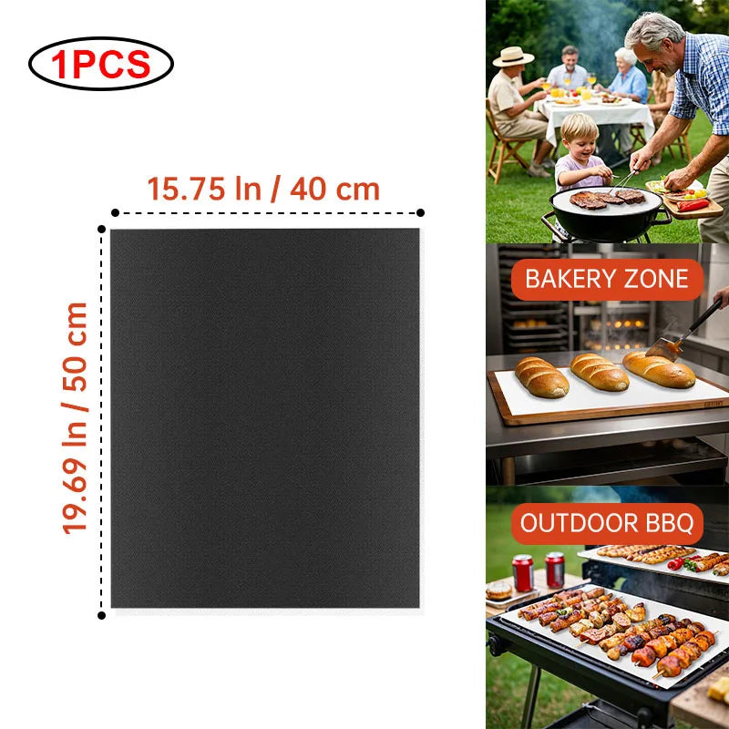 Reusable Non-Stick PTFE Grill & Oven Liner Mat — Heat-Resistant Baking & BBQ Mat