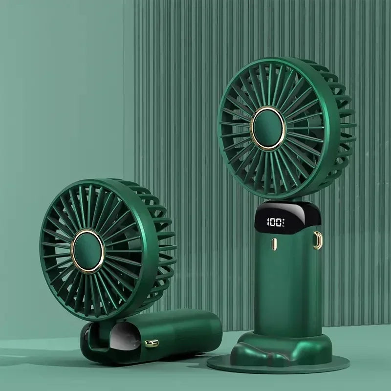 Portable USB Rechargeable Handheld Fan with LED Display, 90° Adjustable 5-Speed Mini Aromatherapy Fan