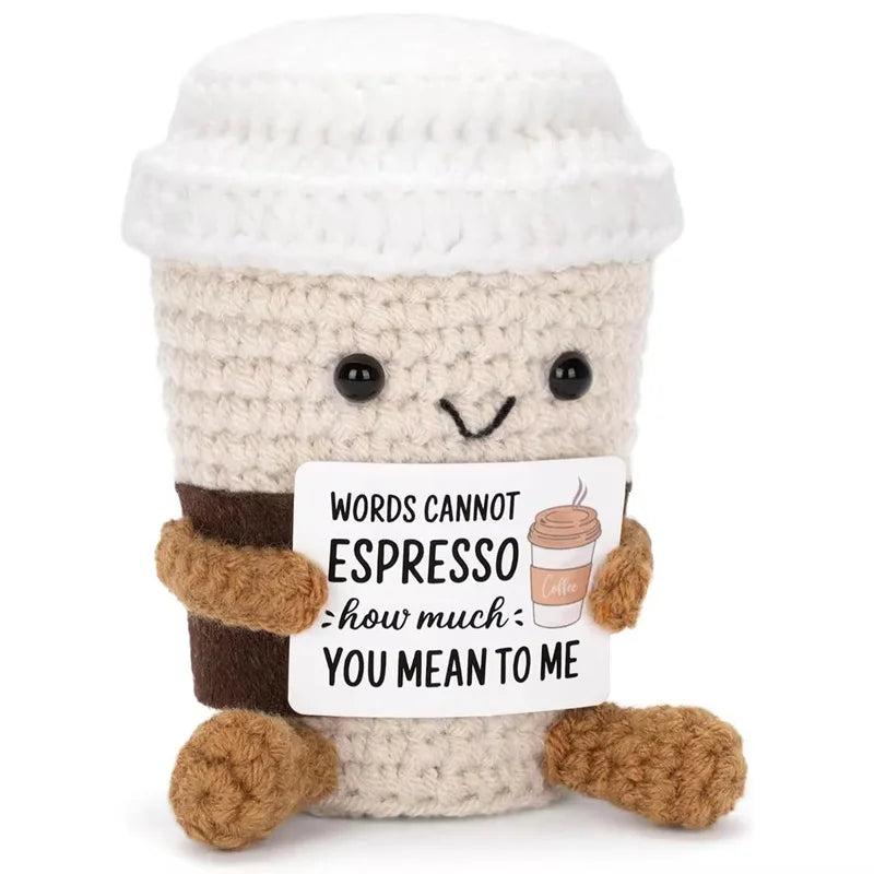 Handmade Mini Crochet Potato Plush Doll – Wool Knit Pocket Hug with Greeting Card, Funny Christmas & Holiday Home Decor Gift
