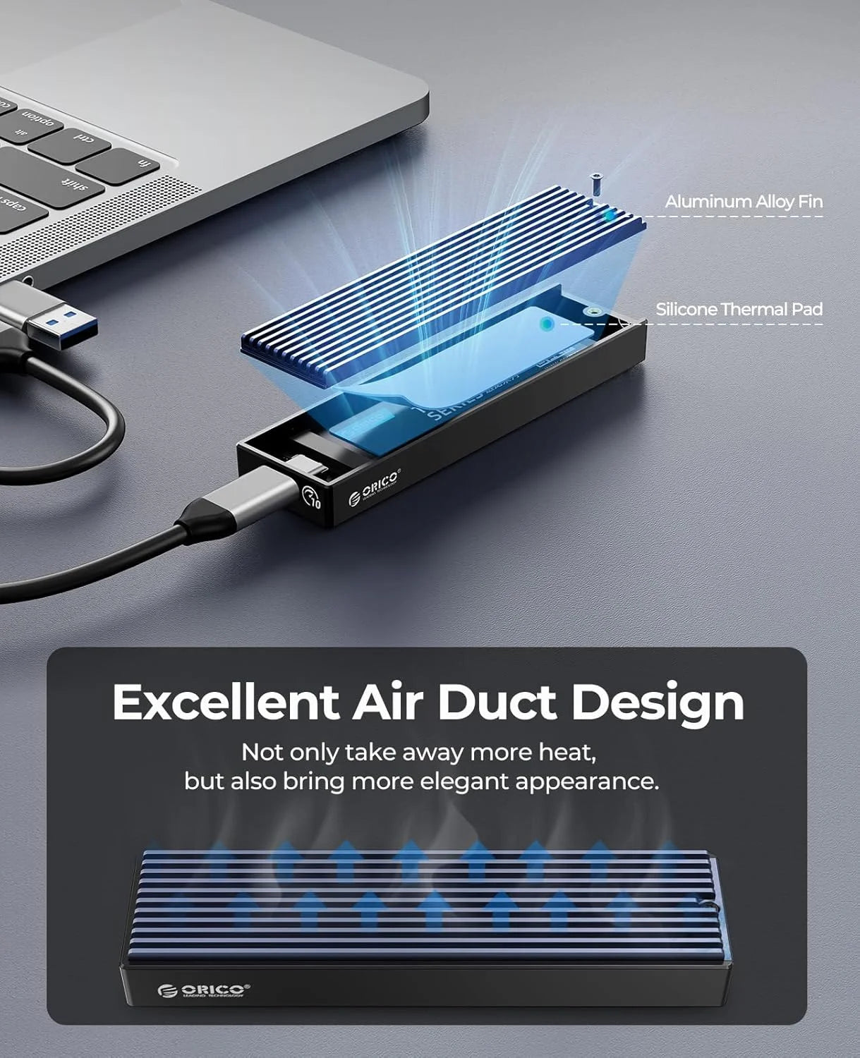 M.2 NVMe & SATA SSD Enclosure USB-C 10Gbps/20Gbps — 2230–2280 Supported