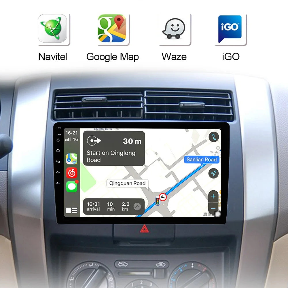 2-DIN Android Car Stereo - CarPlay & Android Auto, 7/9/10.1 inch (17.8/22.9/25.6 cm) QLED GPS, 8-Core CPU, DSP, WiFi & 4G, 6GB/128GB