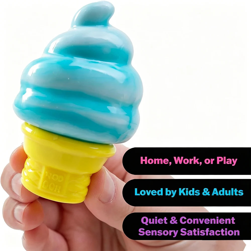 Surprise Ice Cream Cone Squishy Stress Relief Toy - Sensory Fidget, Party Favor & Home Decor