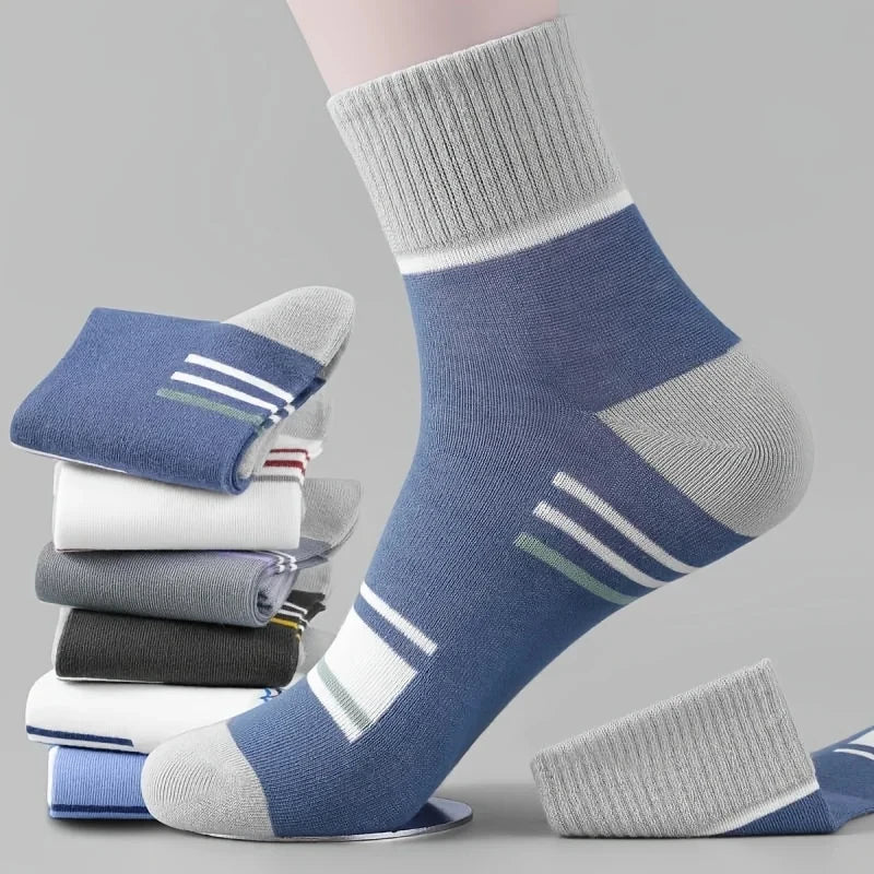 Men's Breathable Sports Crew Socks, 3/5/10 Pairs, Polyester-Cotton Anti-Odor Sweat-Absorbent