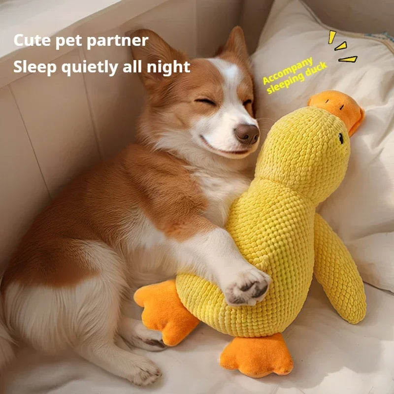 Plush Duck Dog Toy with Squeaker Bite Resistant Chew Toy for Teeth Grinding Relief