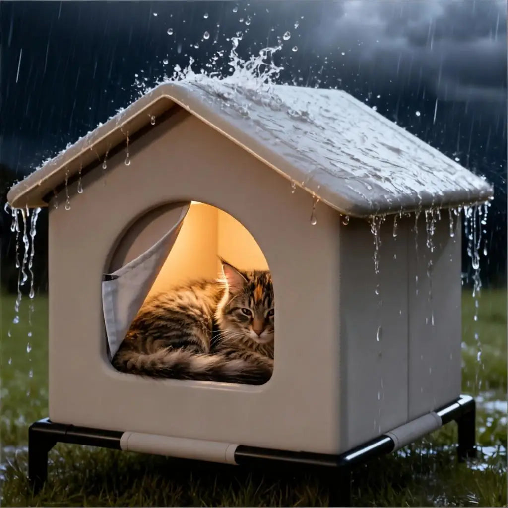 Waterproof Foldable Outdoor Cat House with Mat – Cool Summer Pet Cave Bed for Cats & Small Dogs (3 Sizes Available)