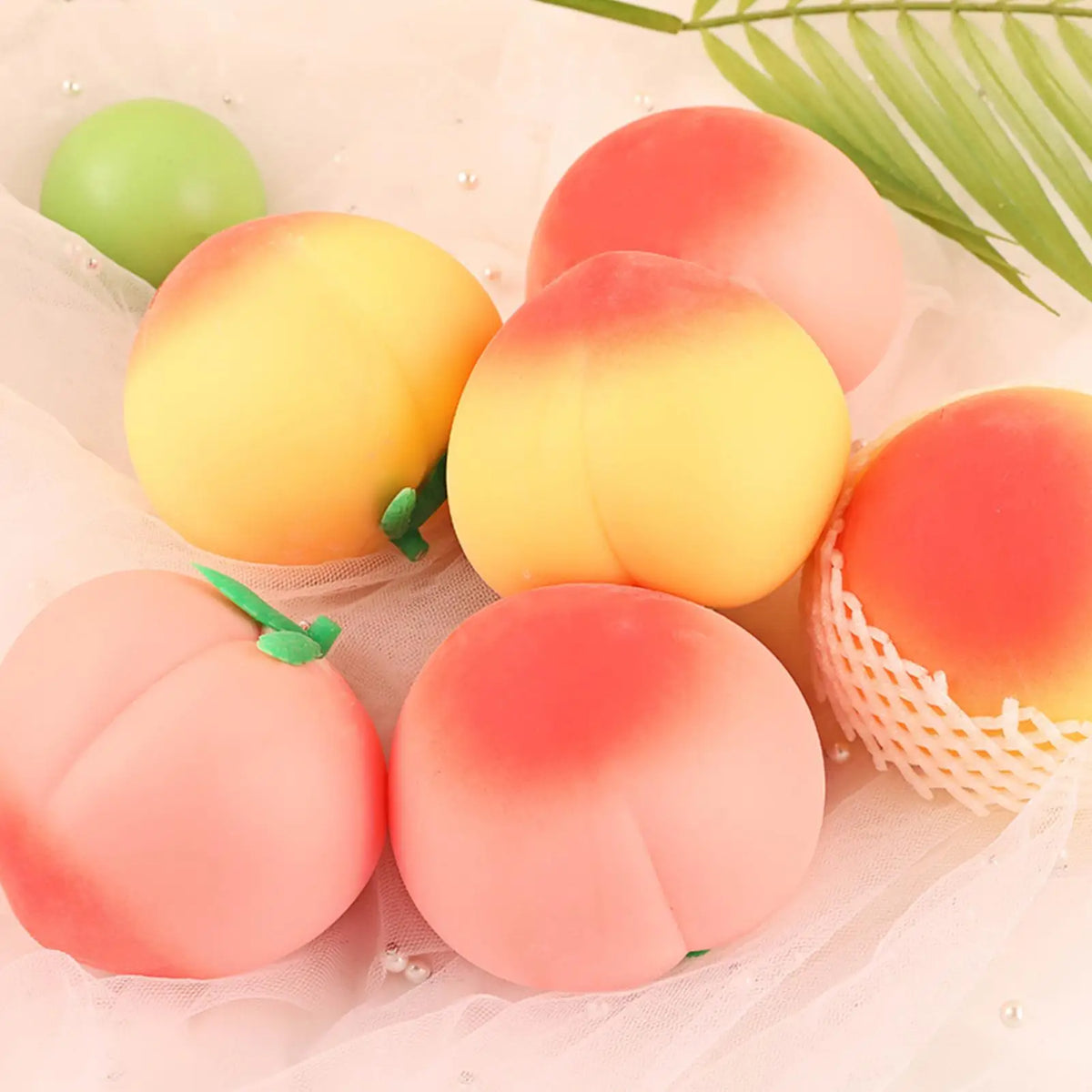 Slow-Rising Peach Squeeze Toy Stress Ball - Sensory Fidget for Stress Relief (3.15 x 3.15 x 2.36 in / 8 x 8 x 6 cm)
