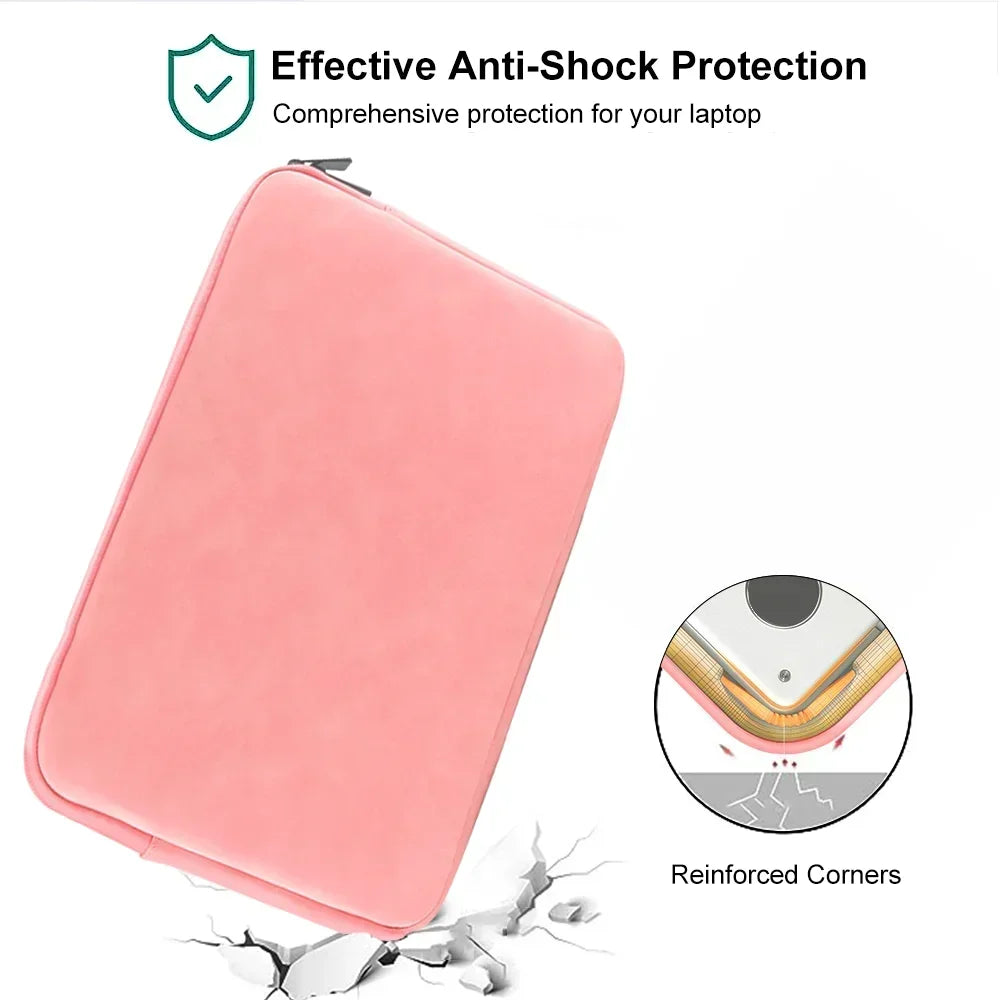 Water-Resistant PU Laptop Sleeve 12–16 Inch — Slim Microfiber Interior
