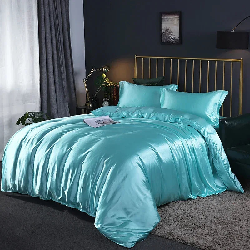 4-Piece Solid Color Duvet Cover Set - Rayon Twill Bedding (Twin/Full/Queen/King)