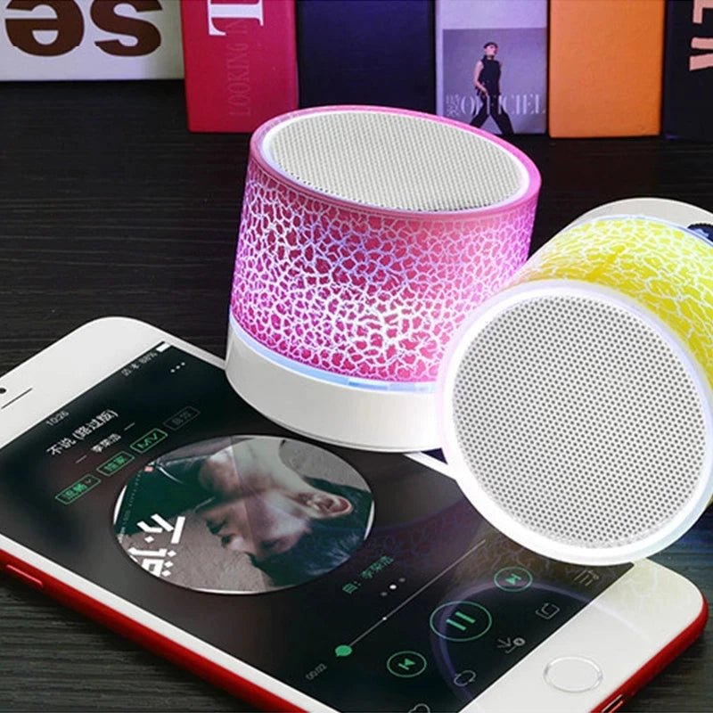 Wireless Bluetooth Speaker with Crack LED Light, USB & SD Card, Built-in Subwoofer — Portable Outdoor Music Player for Smartphone & Computer