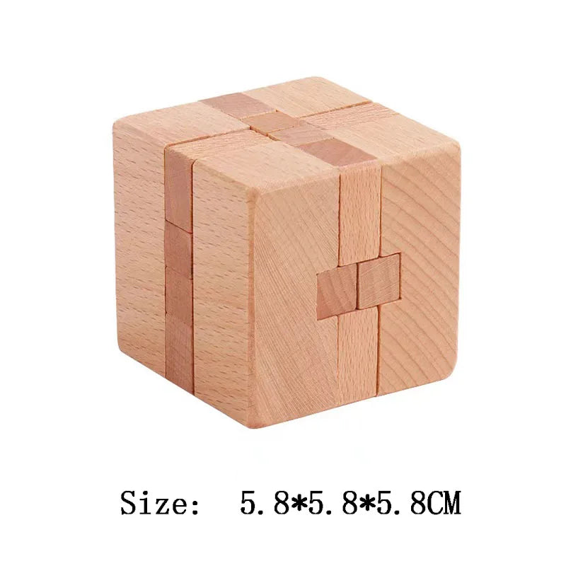 Wooden Lu Ban Brain Teaser 3D Puzzle – Educational Logic Game for Kids & Adults