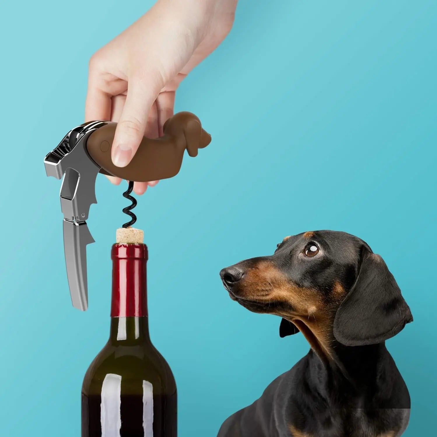 Dog-Shaped Wine Corkscrew with Foil Cutter & Bottle Opener — Personalized Wedding & Corporate Gifts (Bulk Available)