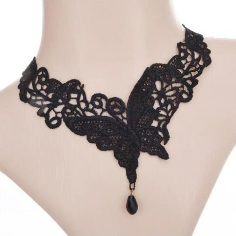 Black Lace Choker Necklace - Gothic Punk Collar view 2