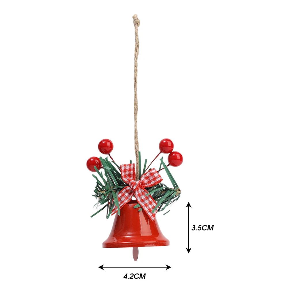 Metal Christmas Star Jingle Bell Ornaments with Red Berry Bow – Tree Decorations, Pack of 1/3/5/10/20