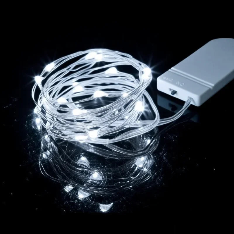 Battery Operated Fairy String Lights — Silver Wire LED Firefly Lights, 1–10M (3.3–32.8 ft), 10–100 LEDs for Christmas, Wedding & Party