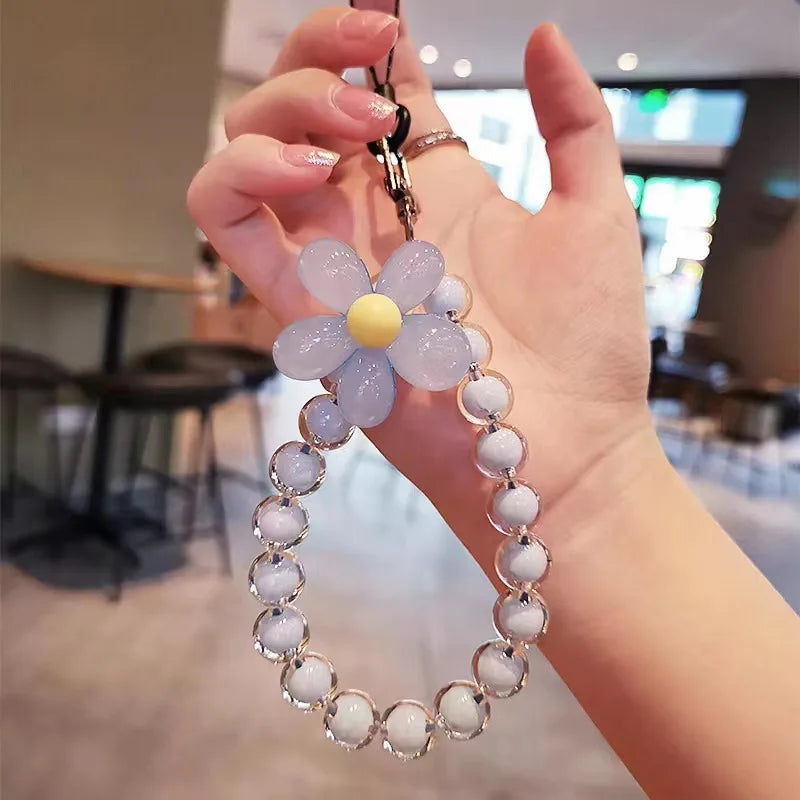 Colorful Macaron Bead Phone Lanyard Wrist Strap - Anti-Lost Short Handheld Mobile Chain for Women