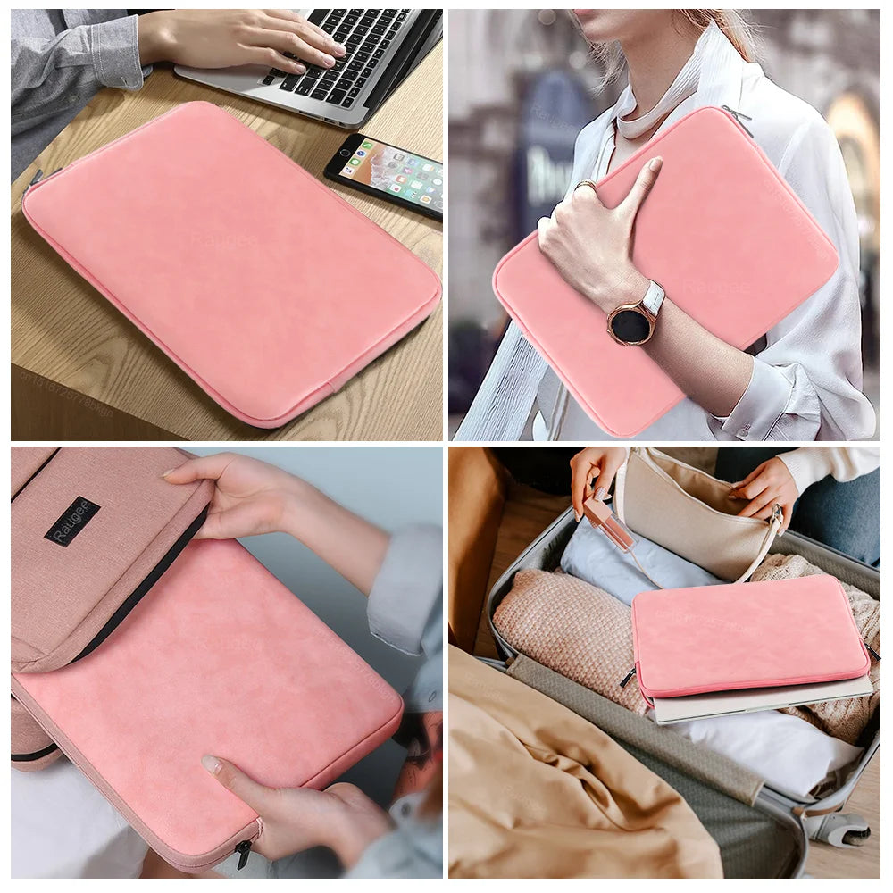 PU Laptop Sleeve Bag 12–15.6 Inch — Shockproof, Foam & Fleece Lined