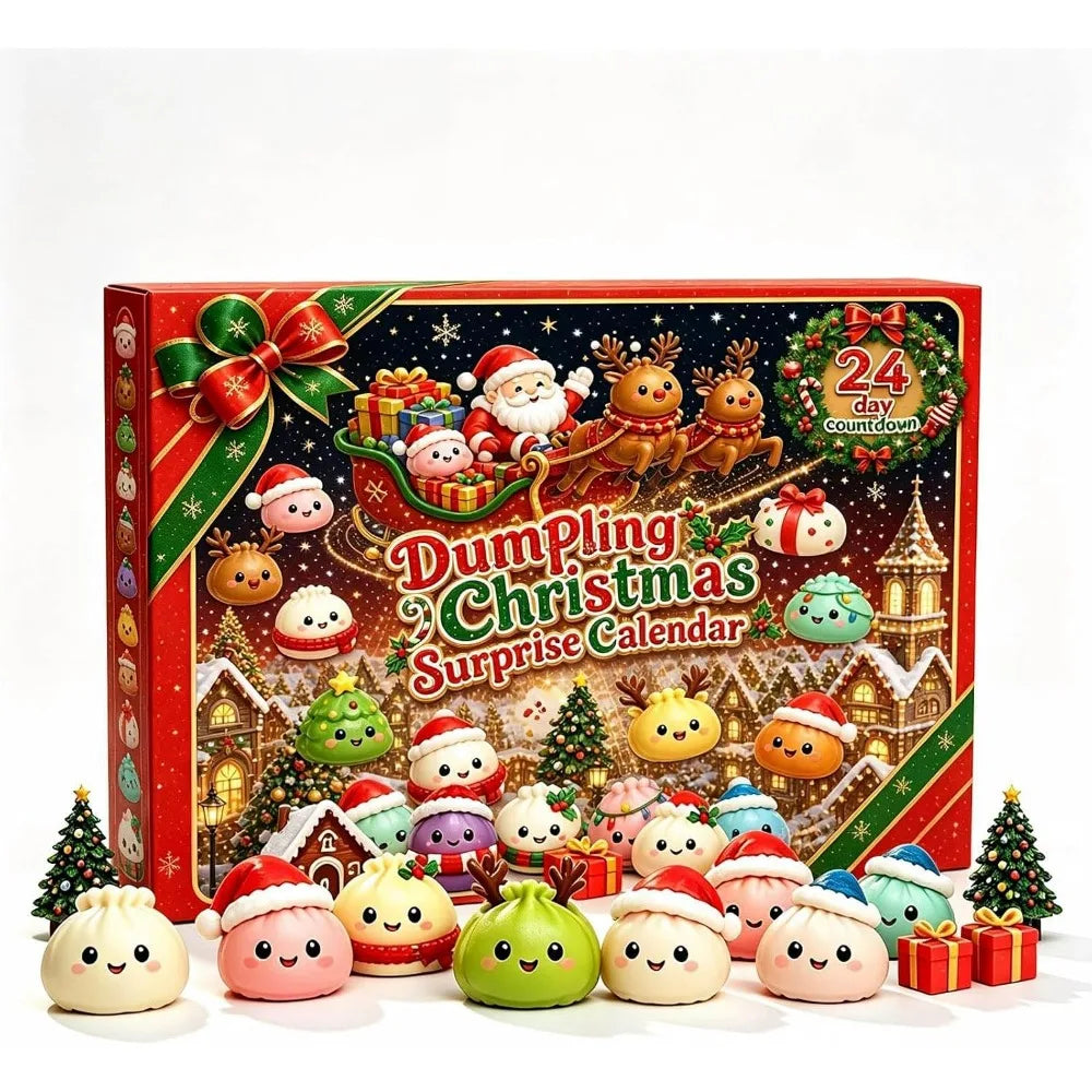 Christmas Dumpling Squishies Advent Calendar - 24-Day Blind Box Countdown Stress Relief Gifts