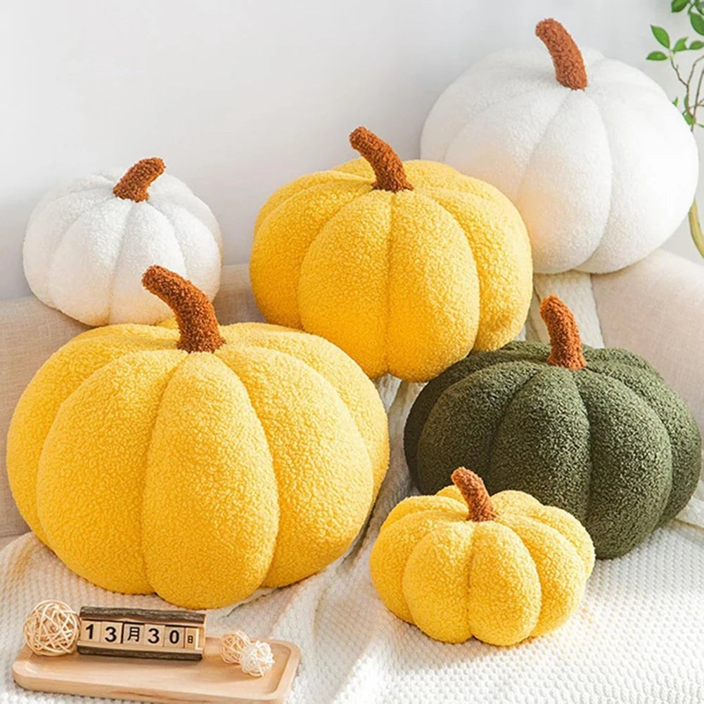 3D Pumpkin Throw Pillow Teddy Fleece Plush Halloween Pumpkin Cushion for Sofa, Kids & Home Decor