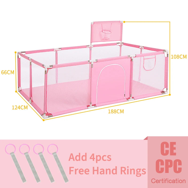Baby Playpen Play Yard 125×125×68 cm (49.2×49.2×26.8 in) Thick Steel Frame Cloth Baby Fence for Infants & Toddlers