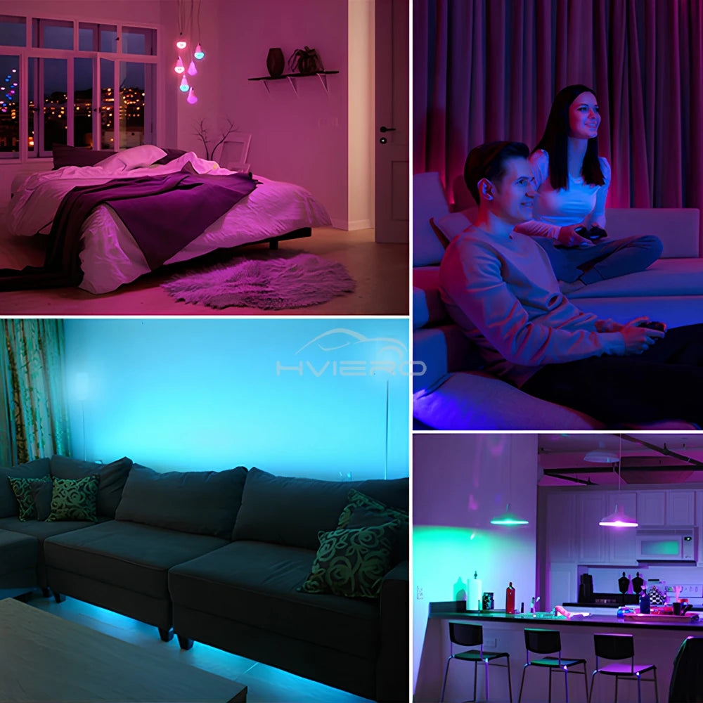 E27 10W Smart RGB+White LED Bulb – 24-Key IR Remote, Dimmable RGBW Light for Home Decor