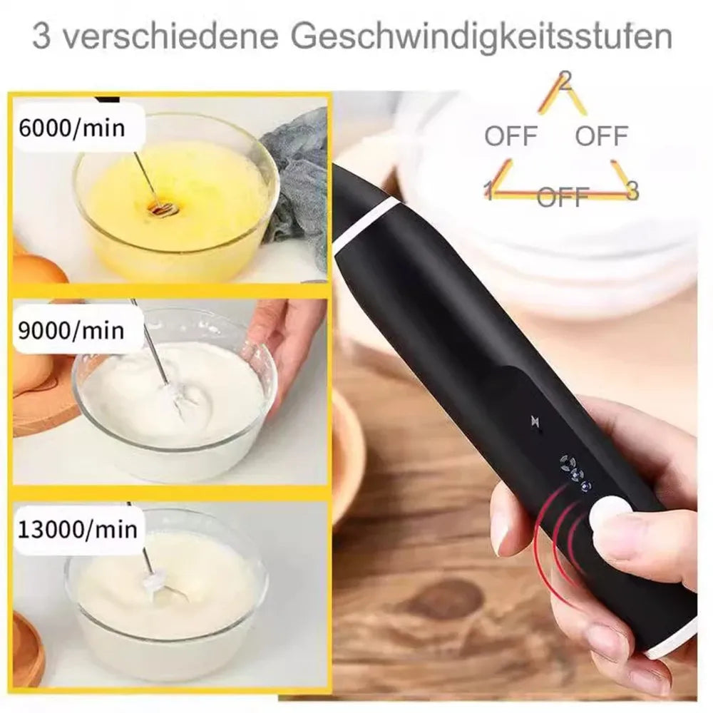 Portable Electric Whisk 2 in 1 Milk Frother and Mixer USB Easy to Clean
