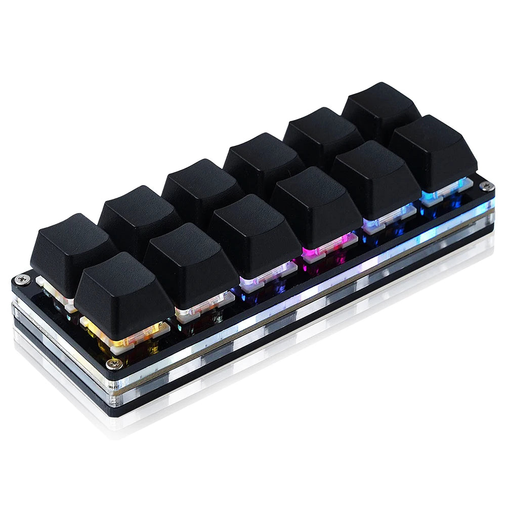 12-Key Mini Mechanical Gaming Keypad – USB-C Wired One-Handed Programmable OSU Controller