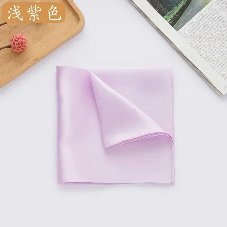 FanzyMarket 100% Mulberry Silk men's pocket square in solid tatting design, 35cm (13.8in), elegant accessory for formal wear.