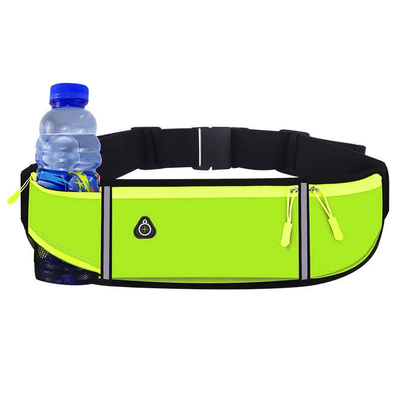 Lightweight Running Waist Bag with 3 Waterproof Pockets in black