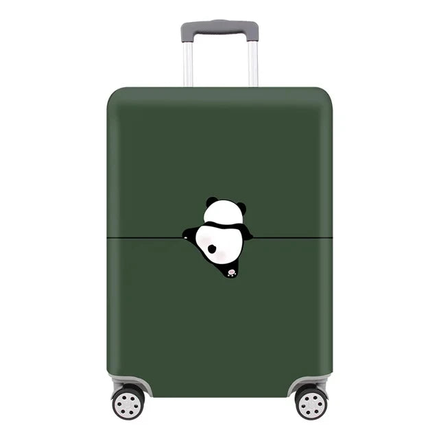 FanzyMarket elastic stretch printed luggage cover with zipper and buckle on a suitcase, fits 18-32 inch travel trolleys, durable protection.