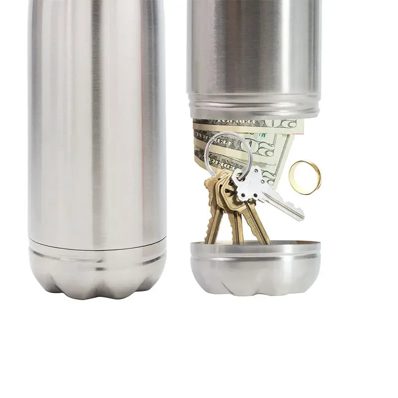 FanzyMarket 750ml Diversion Water Bottle with hidden stash compartment, portable secret container for pills, cash, and keys.