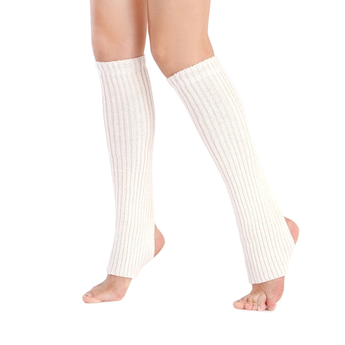 Pair of black women's knitted leg warmers, 50 cm winter crochet boot cuffs for dance and sports, by FanzyMarket.