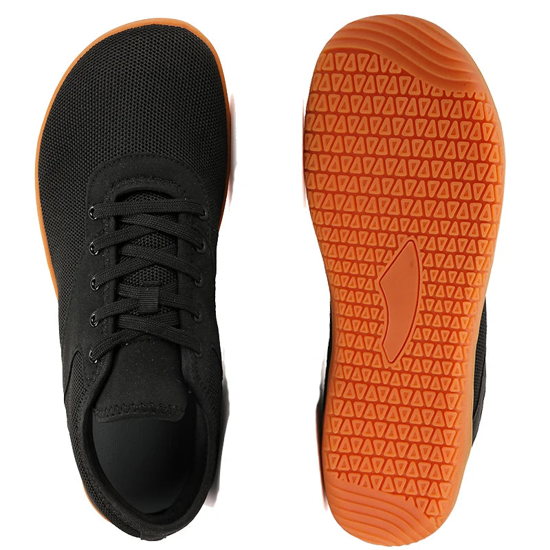 FanzyMarket men's breathable cotton lace-up casual shoes with lightweight EVA sole, suitable for spring and autumn. Black color.