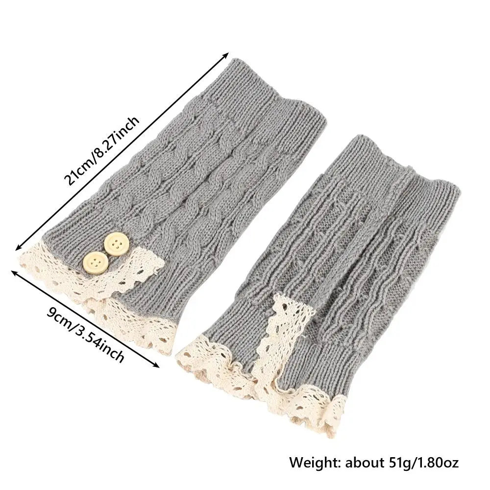FanzyMarket Lolita Harajuku knit leg warmers, thick winter ankle boot socks, 21 cm, white, for women and girls.