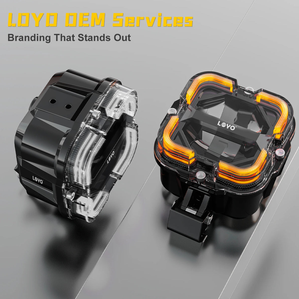 Pair of FanzyMarket 60W LED work light bars with white and amber DRL for off-road trucks, SUVs, ATVs, and motorcycles.