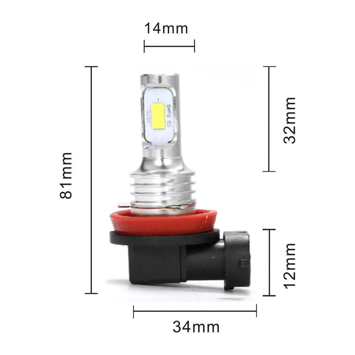 Two-pack CSP LED headlight bulbs in blue, white, and yellow, compatible with H1, H4, H7, H8, H9, H11, 9005, 9006, HB3, HB4.