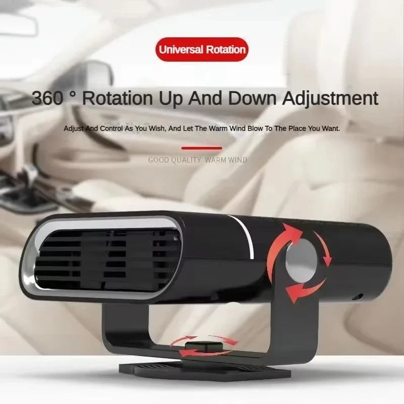 FanzyMarket portable car heater 12V/24V with black casing, compact windshield defroster and automotive defogger for quick heat.