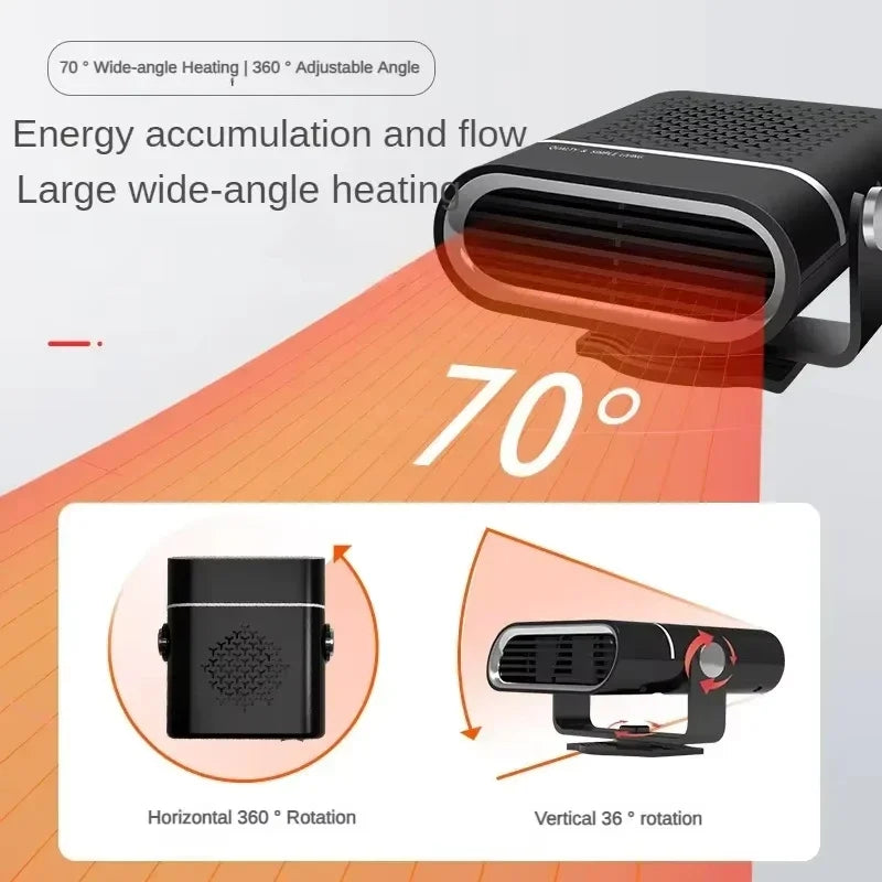 FanzyMarket portable 12V/24V car heater and windshield defroster device for fast heating and defogging in vehicles.