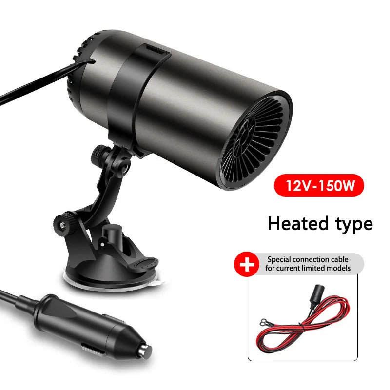 FanzyMarket portable 150W car heater and windshield defogger with electric fan for 12V/24V vehicles, compact and easy to use.