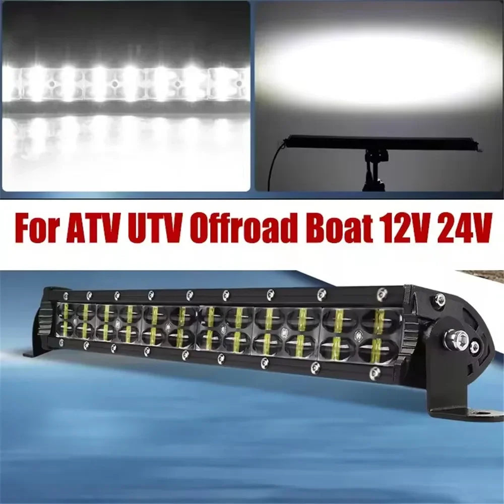 FanzyMarket 6D Lens dual-row LED light bar with spot and flood beams, available in 8, 14, or 20 inches for off-road vehicles.