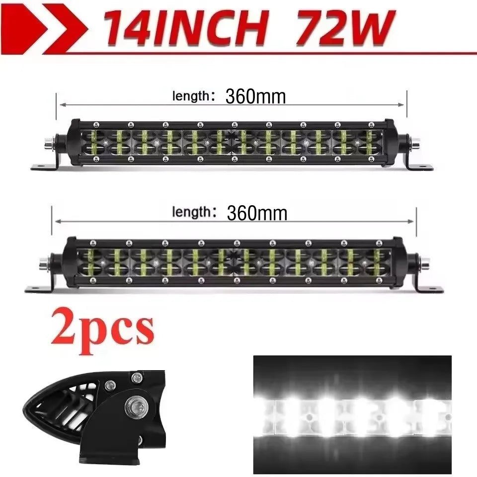 FanzyMarket 6D Lens dual-row LED light bar with spot and flood combo, available in various sizes for off-road trucks, ATVs, and SUVs.