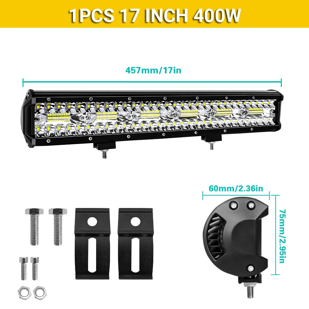 Pair of FanzyMarket 7-inch LED light bars, waterproof flood and spot lights for off-road trucks, SUVs, ATVs, and boats.